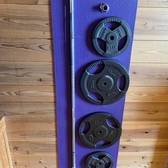 ベンチプレス台とバーベルシャフト28mm プレート 60kg　長...