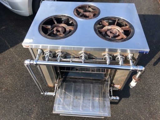 業務用　マルゼン　ガスレンジ　ガスコンロ　オーブン付き　3口