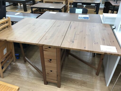 ★ジモティ割あり★ IKEA ゲートレッグテーブル ナチュラル H74×W148×D80 クリーニング済み KJ4724