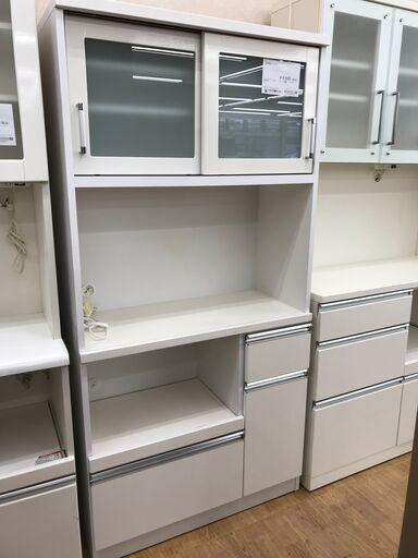 ★ジモティ割あり★  食器棚 ホワイト H180×W89×D41 クリーニング済み KJ4734