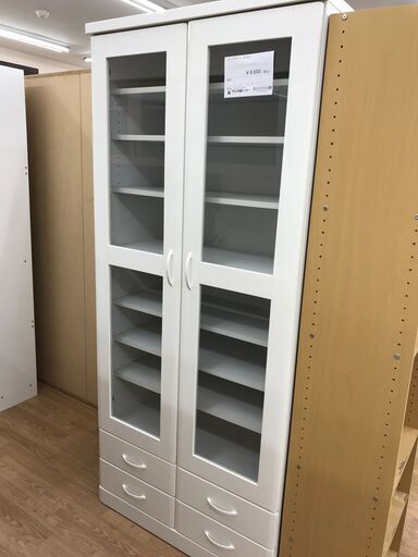 ★ジモティ割あり★  リビングボード ホワイト H181×W80×D40 クリーニング済み KJ4737