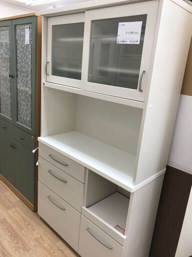★ジモティ割あり★ ニトリ 食器棚 ホワイト H180×W100×D40 クリーニング済み KJ4739