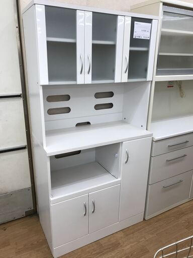 ★ジモティ割あり★  食器棚 ホワイト H178×W90×D45 クリーニング済み KJ4740