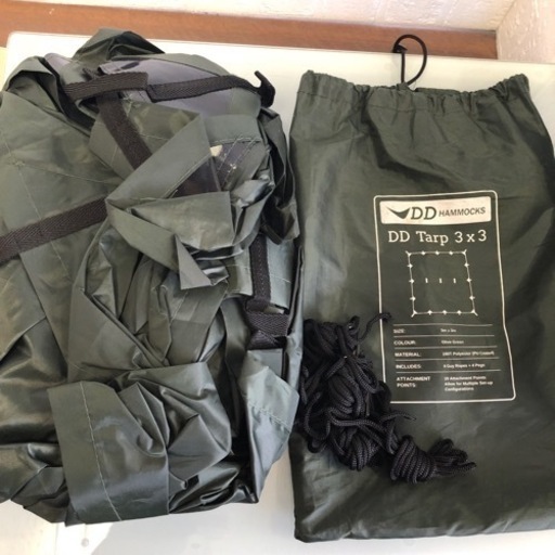 DDハンモック オリーブグリーン キャンプ アウトドア タープ Tarp Hammocks 3m×3m 2.7m×1.4m DDタープ 2点セット 中古品 ラスト1点