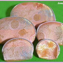 未使用品■和柄 ５連装揃え★マトリョーシカ風ポーチ★金子.ピンク...