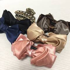 〇0円あげます！【6個セット】ヘアクリップ バレッタ リボン 無...