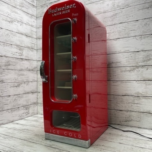 【冷蔵庫】 美品 Budweiser ポータブル冷蔵庫 LAGER BEER ICE COLD バドワイザー レトロ オシャレ