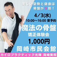 4月の『魔法の骨盤施術体験会』in 岡崎市のお知らせ❗️