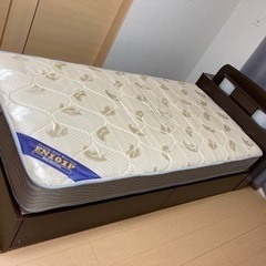 家具 ベッド シングルベッド 照明&引き出し付き マッドレスセット