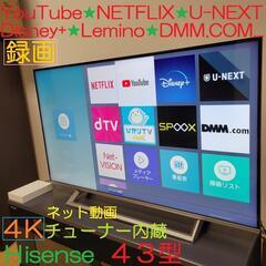 2番組同時録画セット／YouTube／Netflix／43型液晶テレビ