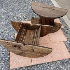 【成立終了】ケーブルドラムを加工・塗装した花台１個🪴プランターや...