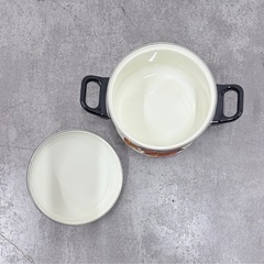 KCK219  昭和レトロ 琺瑯 鍋 両手鍋 花柄 の画像