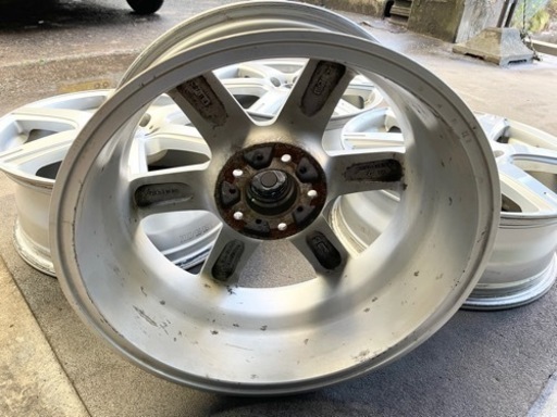 H326-1)17インチアルミ中古4本セット！7J-17+45 114.3/5H ブリヂストントップラン