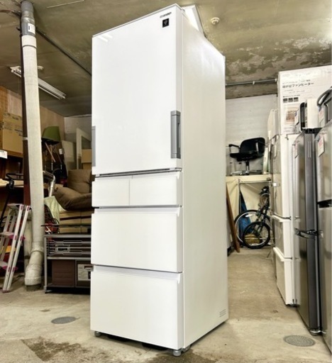札幌引取り歓迎 美品 22年製 シャープ SHARP 412L 5ドア冷蔵庫 SJ-G417J-W どっちもドア