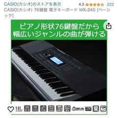 CASIO(カシオ) 76鍵盤 電子キーボード WK-245の画像