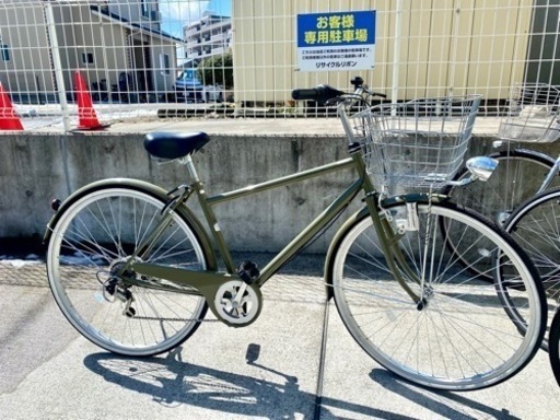 あさひ イノベーションファクトリー 6段変速 27インチ 中古 自転車 カーキ シティサイクル 通勤通学 CITY