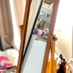木製　スタンド　ミラーキャスター付　モダン　おしゃれの画像