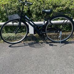 リサイクルショップどりーむ鹿大前店　No1341 自転車　シティサイクル　27インチ オシャレなダークネイビーカラー♪　ギア切替付き♪　LEDライト付き♪　鍵付き♪