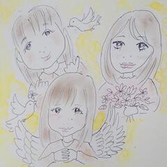 似顔絵  アルコールインクアート  ココロ文字の画像
