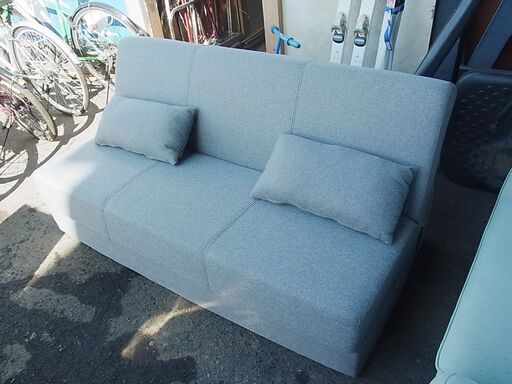 ソファベッド　2人掛けソファー　収納付き　ソファーベッド　クッション2個付き　グレー