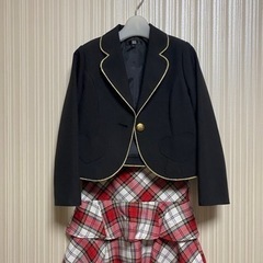 女の子 赤チェック黒系セットスーツ 120 七五三入園入学
