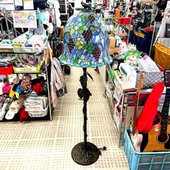 アンティーク フロアライト ステンドグラス 葡萄 鳥 レトロ イ...
