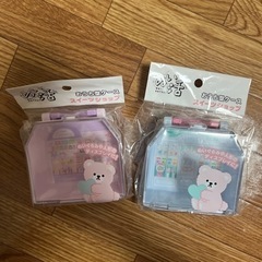 セリア　ぬいぐるみケース　ピンクブルー