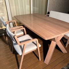 美品】 シギヤマ家具 X脚ダイニングテーブルチェア4点セット他店価格 