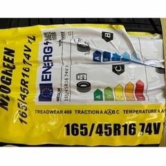 新品タイヤ‼️ 新品未使用タイヤ！16インチホイール　タイヤ付き　165/45R16 4H穴　PCD100 ４本セット　タントムーヴワゴンRエヌボックスN-BOXスペーシアデイズルークス軽自動車軽トラックの画像