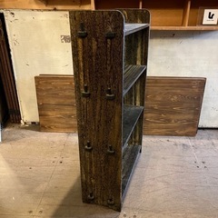 《売約済》【武蔵小山店】   古書棚　書棚　棚　オープンラック　ラック　木製　黒　レトロ　本棚　検　家具 収納家具  🚚運搬無料エリア有 / 品川区リサイクルショップ　🪜Lumberroom (ランバールーム) / 武蔵小山パルム 戸越銀座 隣接🪜の画像