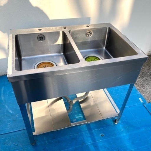 厨房機器 2槽シンク 二槽シンク ステンレス 流し台 90×85×60