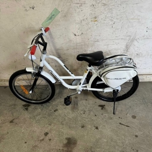 214★岐阜発　美品◎子供用自転車△KIDS POLICE△18インチ/シロバイ/あさひ/セカンドバッグ付き/防犯有り/現状品　R5.12/14★