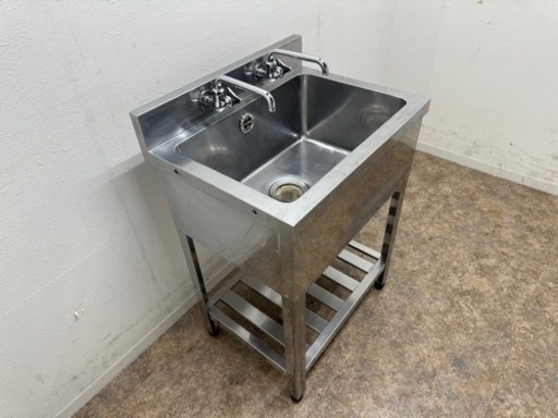 業務用　ステンレス　１槽シンク流し台　蛇口付き　厨房　飲食店　W６００ｘD４５０ｘＨ８００ｍｍ