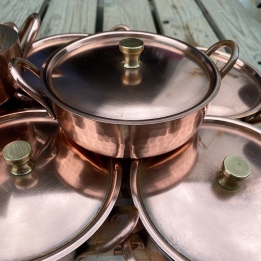 TAYLI純銅製 8点セット純銅鍋 調理器具 日本製中古です。 TAYLI純銅製 8点セット純銅鍋 調理器具 日本製中古です。