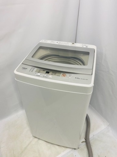 新生活応援 AQUA/アクア 全自動洗濯機 AQW-GS50H（W） 2019年製 5kg ガラストップ 風乾燥 家電 生活家電 洗濯機