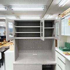 【超美品‼️】現行モデル♪ ロウヤ 90cm幅キッチンボード 食器棚 収納家具 ホワイトウォッシュ♪の画像