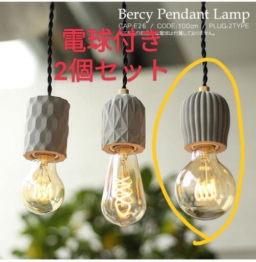 モルタル　ペンダントライト　電球付2個セット