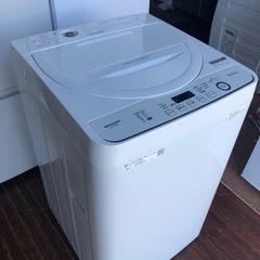 北九州市内配送無料　保証付き　2020年　シャープ SHARP 全自動洗濯機 幅56.5cm(ボディ幅52.0cm) 5.5kg ステンレス槽 ホワイト系 ES-GE5D