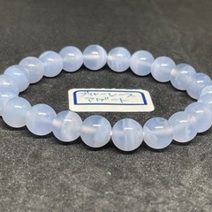 【天然石】ブルーレースアゲート 空色縞瑪瑙 ブレスレット ④の画像
