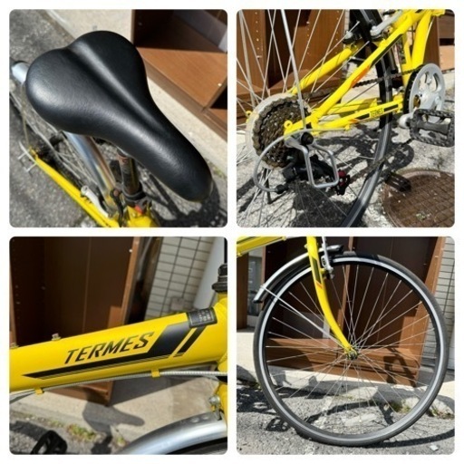 【美品‼️】チャリンクス 折りたたみ式クロスバイク《TERMES》 700×28C 自転車 シマノ6段変速 イエロー♪