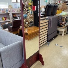 無料☆スタンドミラー☆全身鏡☆和風☆高さ160㎝　鎌倉彫風【こち...