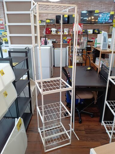 IKEA JOSTEIN　ハンガーポール付き伸縮オープンラック　オープンシェルフ　白　ホワイト　サイズ（約）幅40×奥40×高180　　■近隣配送無料 買取GO‼　栄和店
