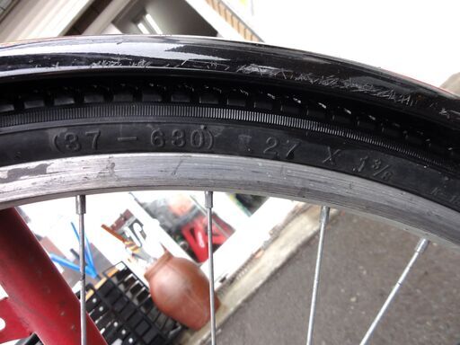 LUNETTE 27インチ 6段変速 自転車 荷台 カゴ ライト付き 赤