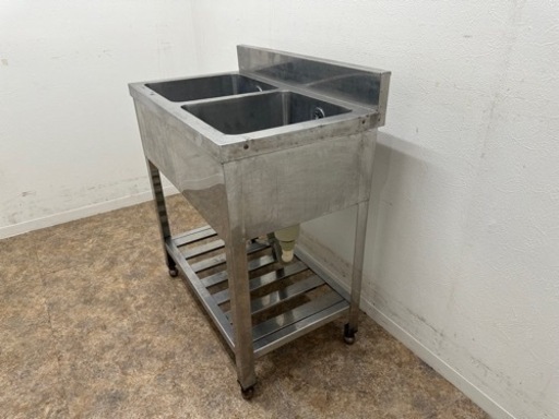 業務用　ステンレス　２槽シンク流し台　厨房　店舗　飲食店　W７５０ｘＤ４５０ｘＨ８００ｍｍ