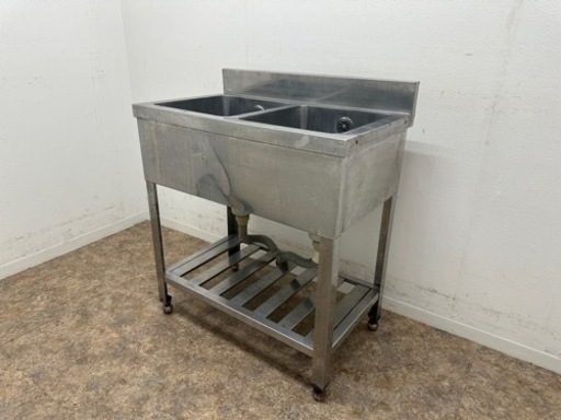 業務用　ステンレス　２槽シンク流し台　厨房　店舗　飲食店　W７５０ｘＤ４５０ｘＨ８００ｍｍ