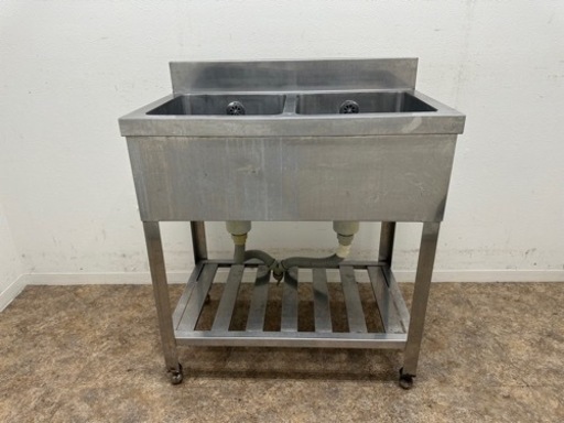 業務用　ステンレス　２槽シンク流し台　厨房　店舗　飲食店　W７５０ｘＤ４５０ｘＨ８００ｍｍ
