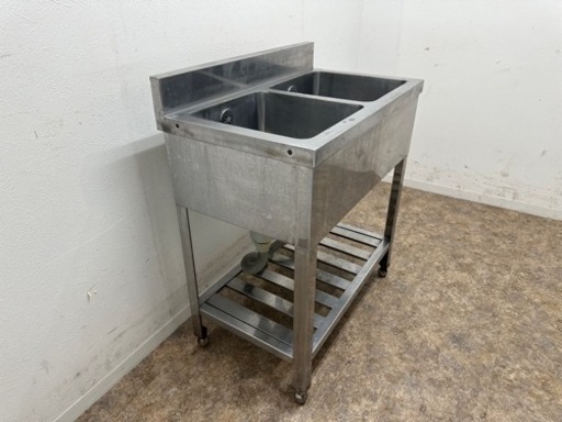 業務用　ステンレス　２槽シンク流し台　厨房　店舗　飲食店　W７５０ｘＤ４５０ｘＨ８００ｍｍ