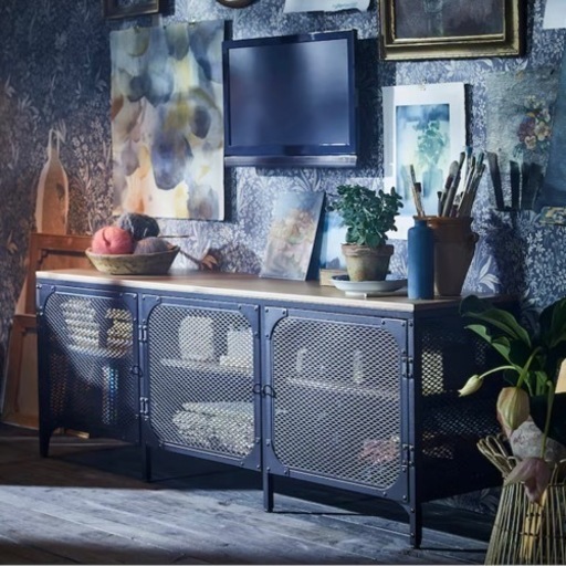 【美品‼️】現行モデル♪ イケア 150cm幅ローボード テレビ台 収納家具 フィエルボ アイアン家具 ブラック♪