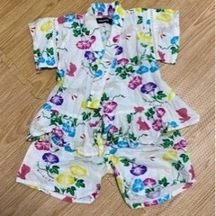 kladskap ウサギ×朝顔柄甚平 サイズS 80-90