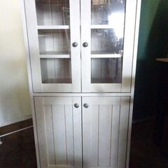 NITORI/ニトリ◆食器棚 ホワイト リズバレー キャビネット...